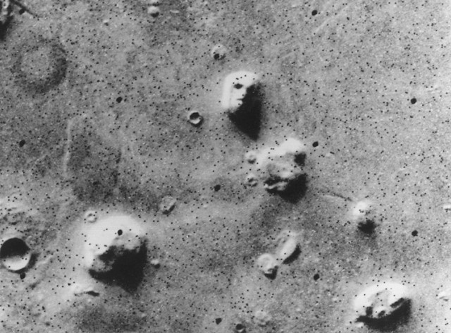 The 'Face on Mars' image from the Cydonis region, captured by nasa's viking mission