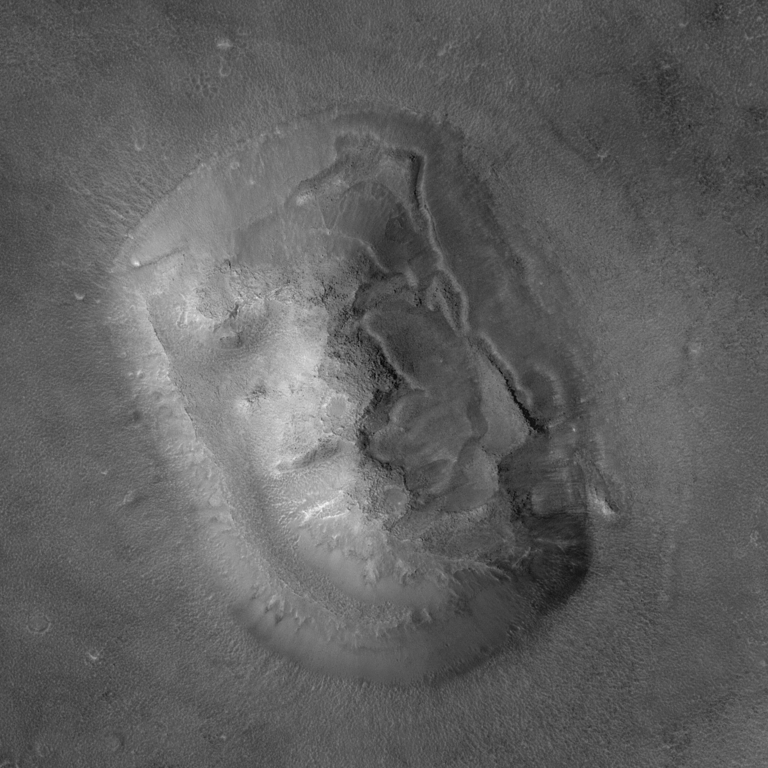 The 'face on Mars' image from the Cydonis region, captured by NASA's Viking mission